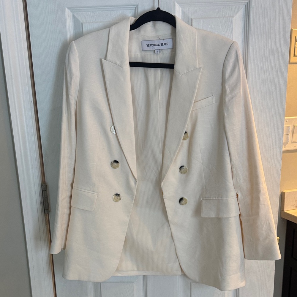 Veronica Beard Ivory Double-Breasted Blazer